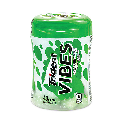 Trident Vibes Spearmint Rush Sugar-Free Gum, 40 Pieces/Cup, 6 Cups/Carton (GRR30400082)