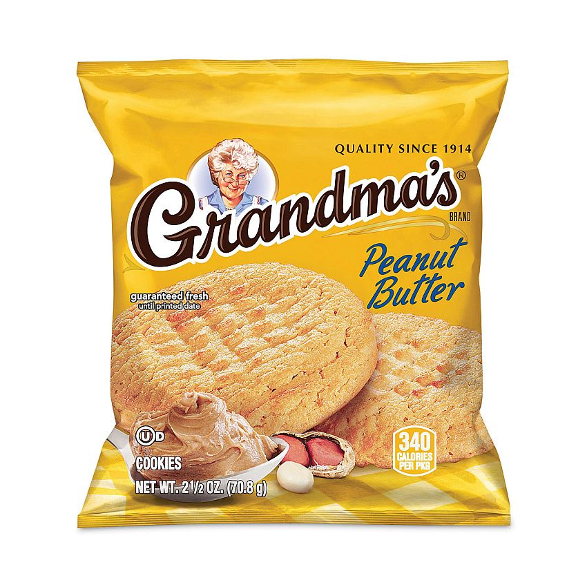 Grandma's Homestyle Peanut Butter Cookies, 2.5 oz Pack, 2 Cookies/Pack, 60 Packs/Carton (GRR29500063)