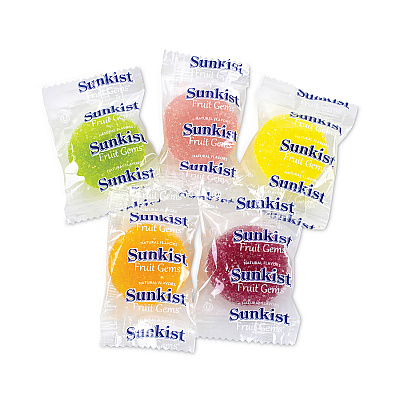 Sunkist Fruit Gems Chewy Candy Assortment, Assorted Natural Fruit Flavors, 2.12 lb Bag, 90 Count (GRR22000024)