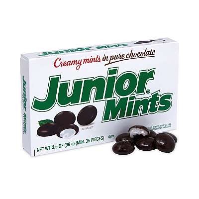 Junior Mints Theater Box, Dark Chocolate Mint, 3.5 oz Box, 12/Carton (GRR20900093)