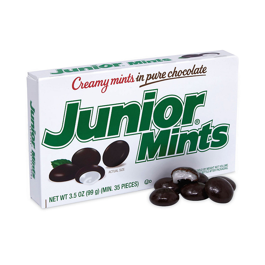 Junior Mints Theater Box, Dark Chocolate Mint, 3.5 oz Box, 12/Carton (GRR20900093)