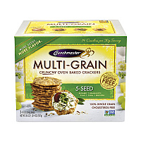 Crunchmaster 5-Seed Multi-Grain Crunchy Oven Baked Crackers, Whole Wheat, 10 oz Bag, 2 Bags/Box (GRR22000757)