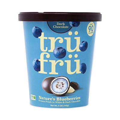 Tru Fru Nature's Hyper-Chilled Blueberries in White and Dark Chocolate, 5 oz Cup, 8/Carton (GRR90300270)