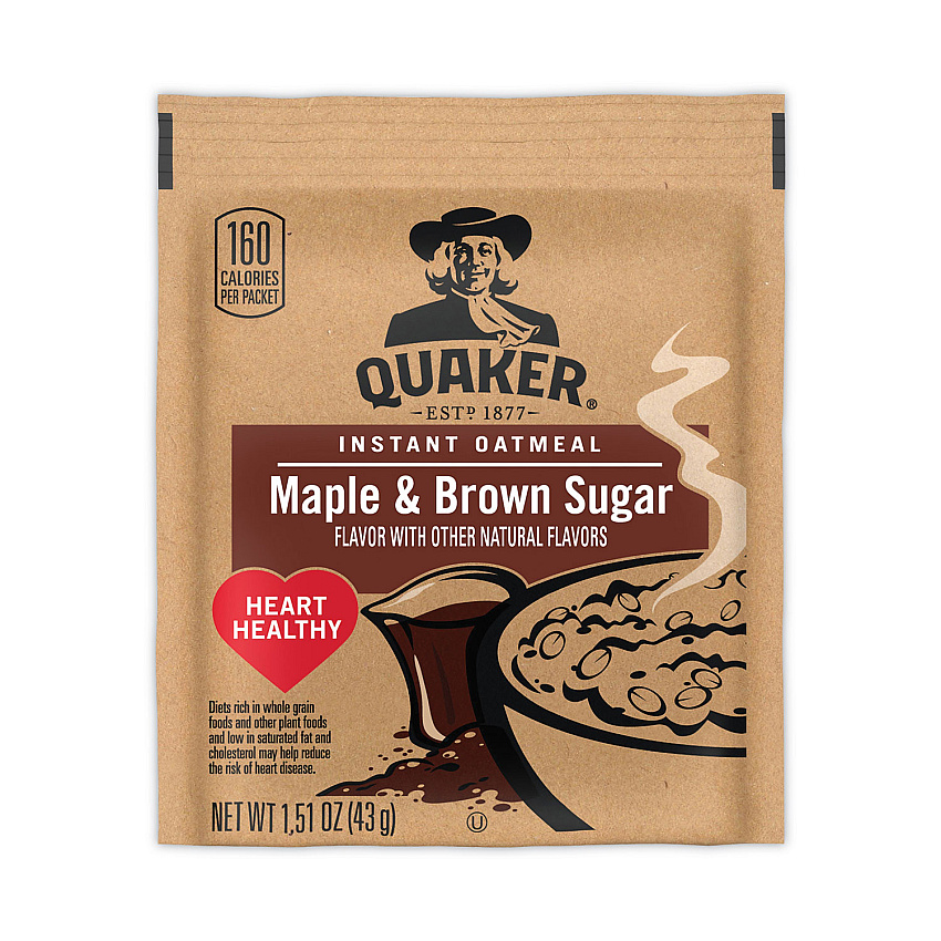 Quaker Instant Oatmeal, Maple and Brown Sugar, 1.51 oz Packet, 40/Carton (GRR22000754)
