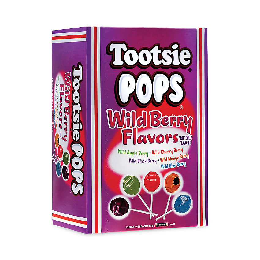Tootsie Roll Tootsie Pops, Assorted Wild Berry Flavors, 0.6 oz Lollipops, 100/Box (GRR20901184)
