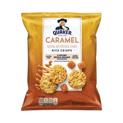 Quaker Rice Crisps, Caramel, 0.67 oz Bag, 60 Bags/Box, Ships in 1-3 Business Days (29500052)
