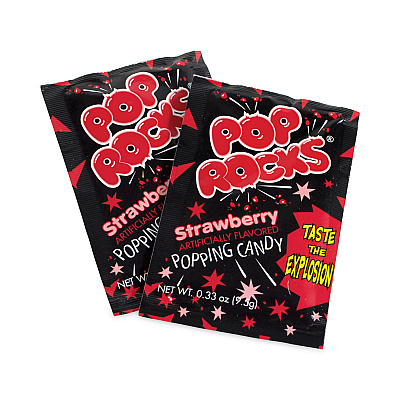 POP ROCKS Sugar Candy,Strawberry, 0.33 oz Pouches, 24/Carton (GRR20900231)
