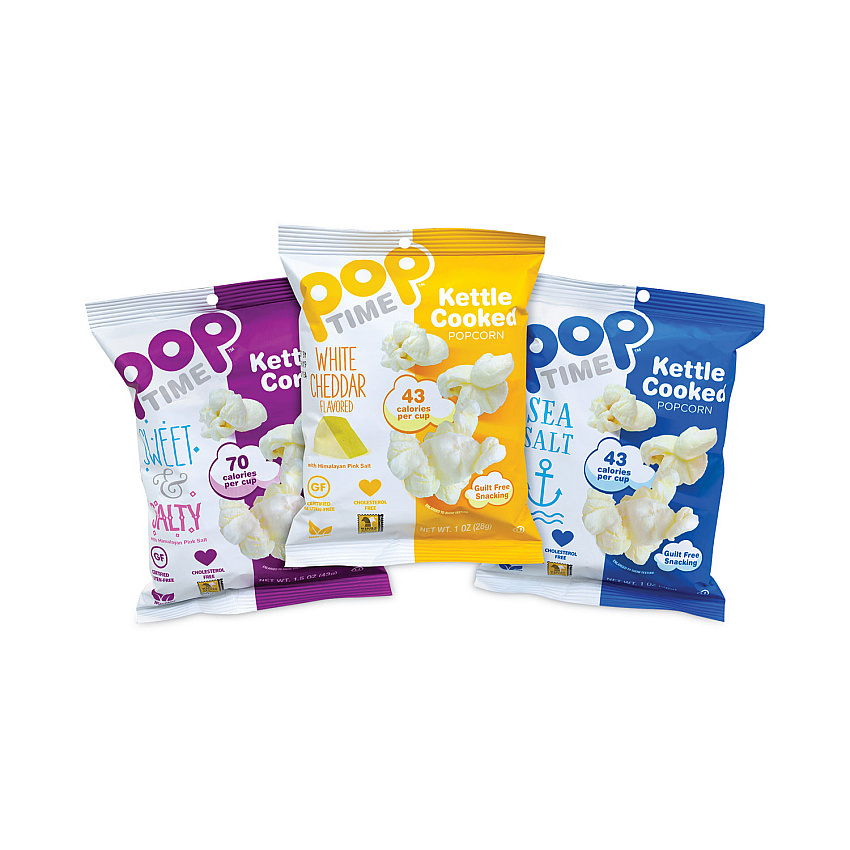 popTIME Kettle Cooked Popcorn Variety Pack, Assorted Flavors, 1 oz Bag, 24/Carton (GRR20902646)