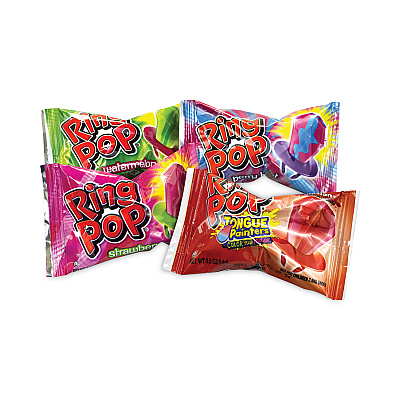 Bazooka Ring Pop Lollipops, Assorted Flavors, 0.5 oz, 40 Piece Tub (GRR22000013)