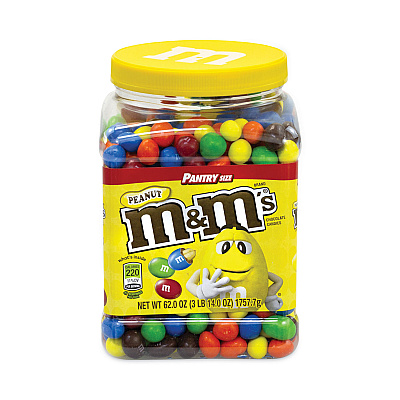 M & M's Milk Chocolate Peanut Candies, 62 oz Tub (GRR20900060)