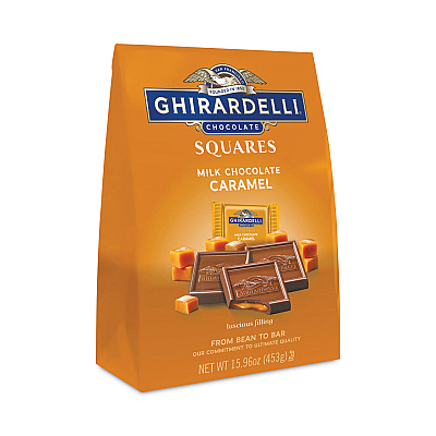Ghirardelli Milk Chocolate and Caramel Chocolate Squares, 15.96 oz Bag (GRR30001035)