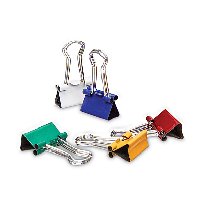Universal Binder Clips with Storage Tub, Mini, Assorted Colors, 60/Pack (UNV31027)