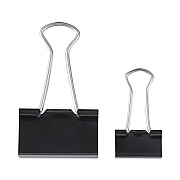 Universal Binder Clips with Storage Tub, (50) Small (0.75"), (10) Medium (1.25"), Black/Silver (UNV11160)