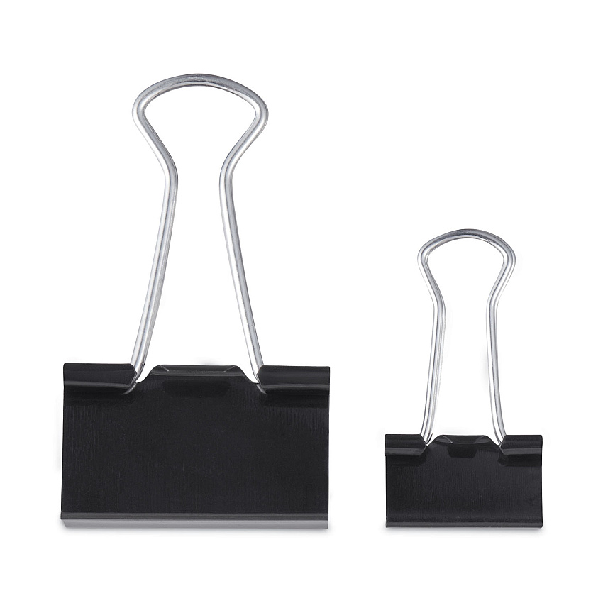 Universal Binder Clips with Storage Tub, (50) Small (0.75"), (10) Medium (1.25"), Black/Silver (UNV11160)