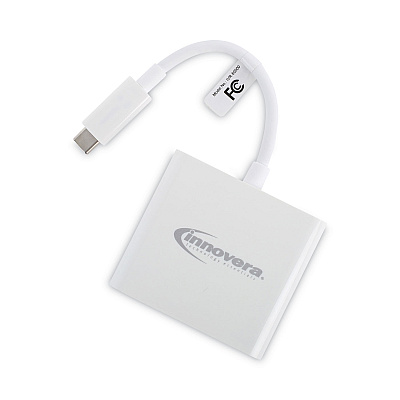 Innovera USB Type-C HDMI Multiport Adapter, HDMI/USB-C/USB 3.0, 0.65 ft, White (IVR50000)