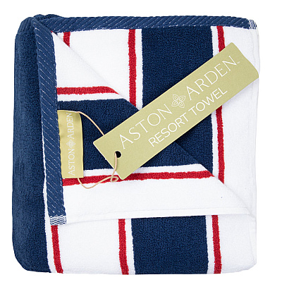 Aston & Arden Pinstripe Beach Towel 35x70 Navy/red, 1 Each (PNP-BT-PINSTR-25NR)