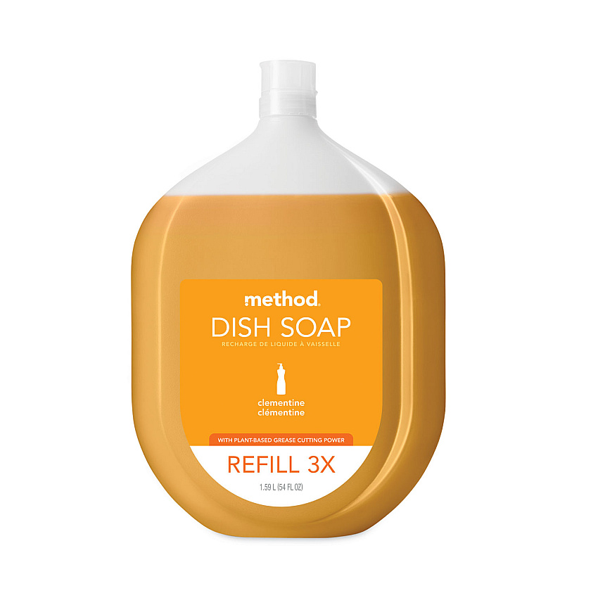 Method Dish Soap Refill Tub, Clementine Scent, 54 oz Tub, 4/Carton (MTH10576)