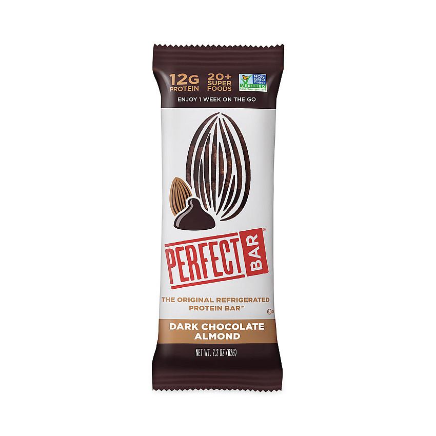 Perfect Bar Refrigerated Protein Bar, Dark Chocolate Almond, 2.2 oz Bar, 16/Carton (GRR30700246)