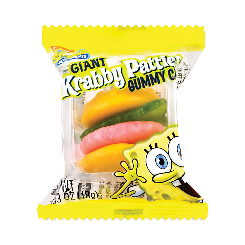 Nickelodeon SpongeBob Squarepants Giant Krabby Patties Gummy Candy, 0.63 oz Pack, 36/Carton (GRR2500006)