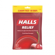 Halls Relief Menthol Cough Suppressant - Oral Anesthetic, Cherry, 80/Pack, 2 Packs/Box, Delivered in 1-4 Business Days (30400035)