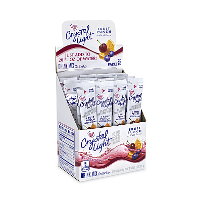 Crystal Light On-The-Go Sugar-Free Drink Mix, Fruit Punch, 0.11 oz Single-Serving Tubes, 30/Box, 2 Boxes/Carton (GRR30700156)
