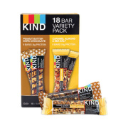 KIND Variety Pack, Caramel Almond Sea Salt/Peanut Butter Dark Chocolate, 1.4 oz Bar, 18 Bars/Box, Ships in 1-3 Business Days (90000168)