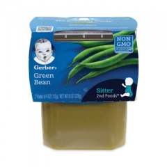Gerber 2nd Foods Baby Food, Green Bean, 4 oz Cup, 2/Pack, 8 Packs/Box, Delivered in 1-4 Business Days (30700058)