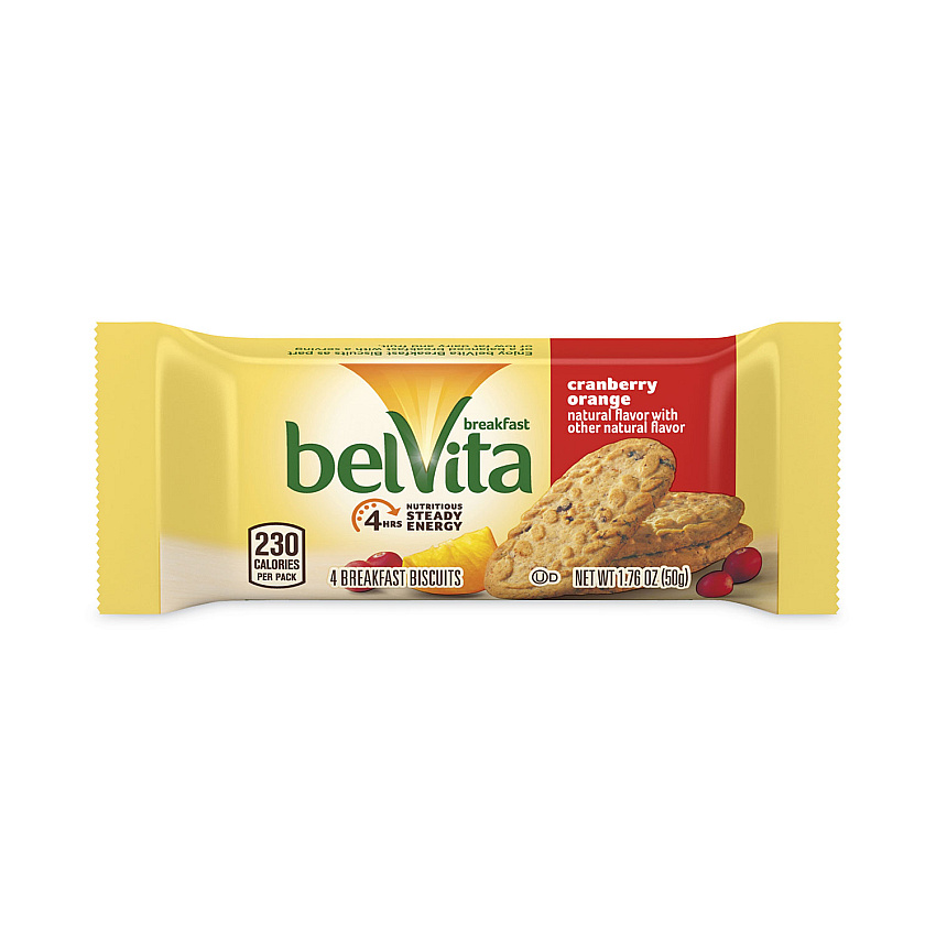 belVita Cranberry Orange Crunchy Breakfast Biscuits, 1.76 oz Packet of 6, 5 Packs/Box, 6 Boxes/Carton (GRR30700145)