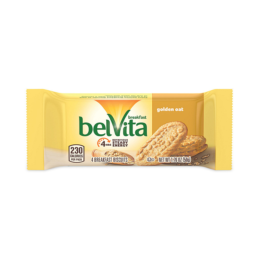 Nabisco belVita Breakfast Biscuits, Golden Oat, 1.76 oz Packet of 4, 12 Packets/Box, 3 Boxes/Carton (GRR30700147)