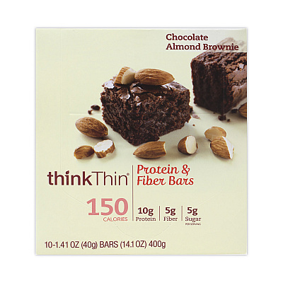 thinkThin High Protein Bars, Almond Brownie, 1.41 oz Bar, 10 Bars/Carton (GRR30700117)