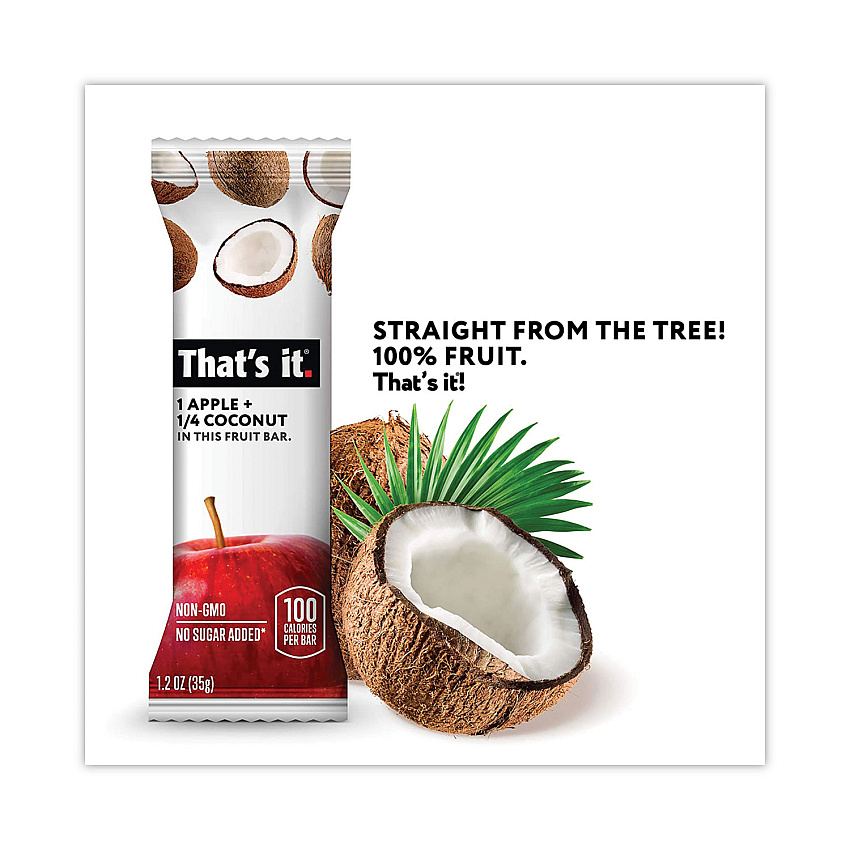 Thats it Nutrition Bar, Gluten Free Apple and Coconut Fruit, 1.2 oz Bar, 12/Carton (GRR30700256)