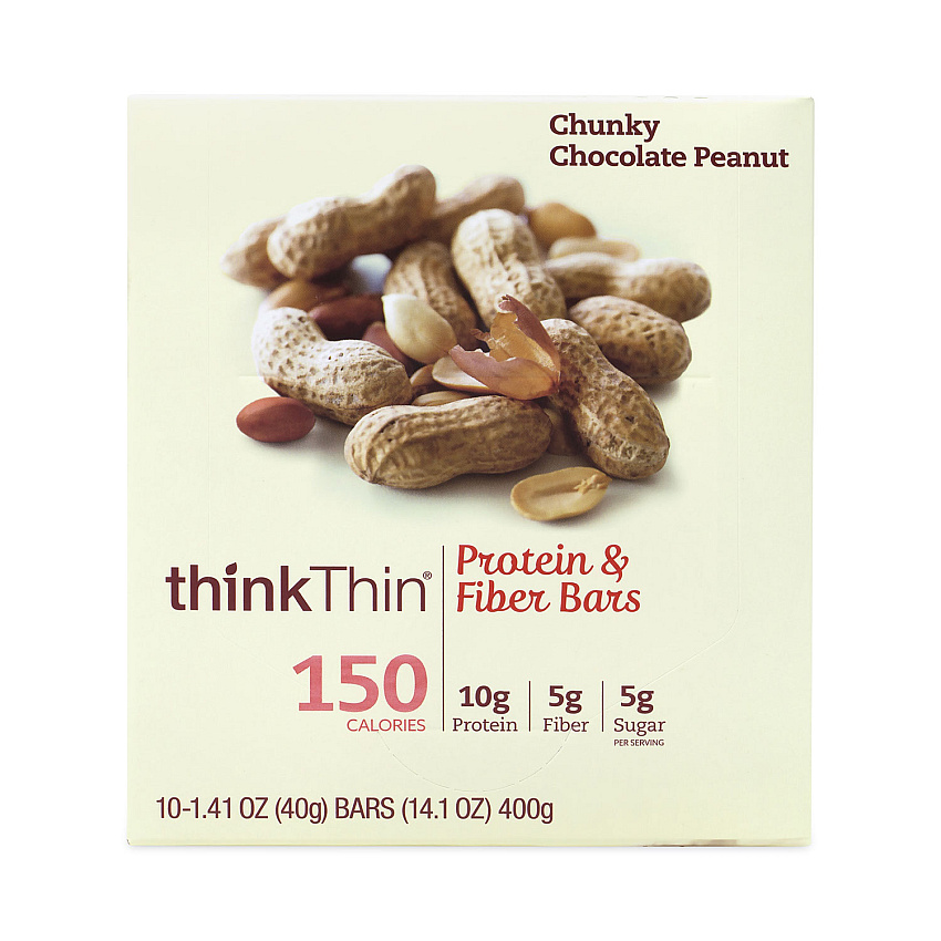 thinkThin High Protein Bars, Chunky Chocolate Peanut, 1.41 oz Bar, 10 Bars/Carton (GRR30700116)