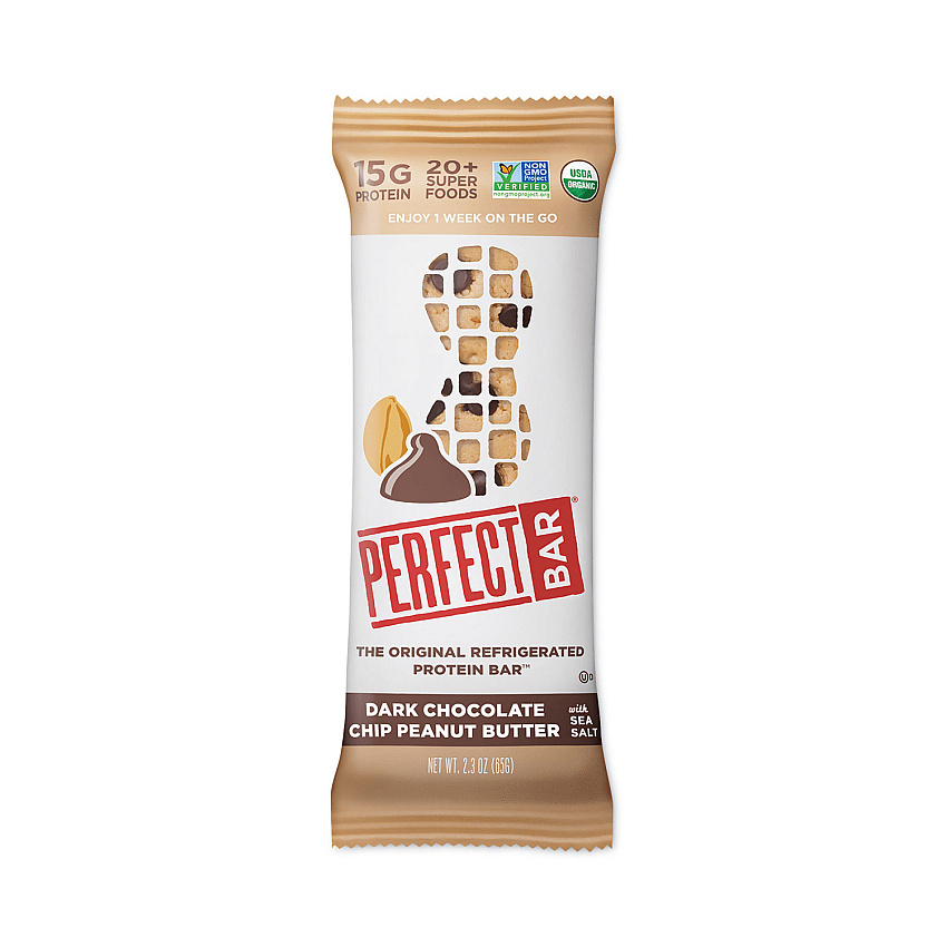 Perfect Bar Refrigerated Protein Bar, Dark Chocolate Peanut Butter with Sea Salt, 2.3 oz Bar, 16/Carton (GRR30700247)
