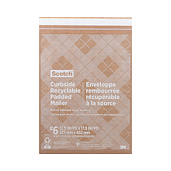 Scotch Curbside Recyclable Padded Mailer, #6, Bubble Cushion, Self-Adhesive Closure, 13.75 x 20, Natural Kraft, 50/Carton (MMMCR61)