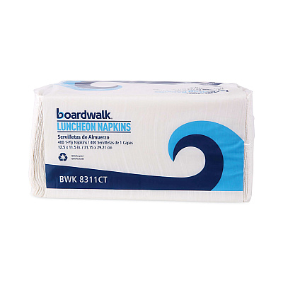 Boardwalk Office Packs Lunch Napkins, 1-Ply, 12 x 12, White, 2,400/Carton (BWK8311CT)