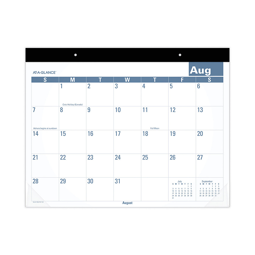 AT-A-GLANCE Academic Large Print Desk Pad, 21.75 x 17, White/Blue Sheets, 12 Month (July to June): 2025 to 2026 (SKLPAY32)