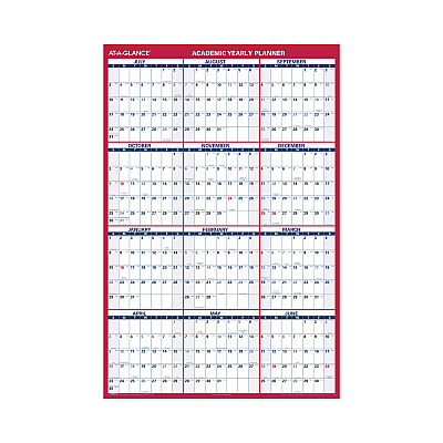 AT-A-GLANCE Academic Erasable Reversible Extra Large Wall Calendar, 48 x 32, White/Blue/Red, 12 Month (July to June): 2025 to 2026 (PM36AP28)