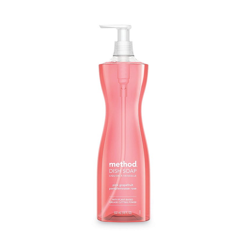 Method Dish Soap Pump, Hour-Glass Bottle Shape, Pink Grapefruit Scent, 18 oz Pump Bottle, 6/Carton (MTH10468)