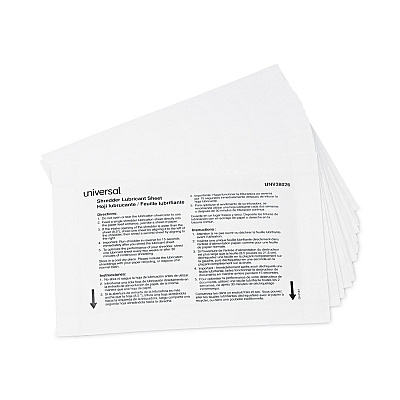 Universal Shredder Lubricant Sheets, 8.4 x 5.9, 24 Sheets/Pack (UNV38026)