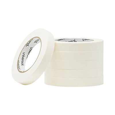 Universal Removable General-Purpose Masking Tape, 3" Core, 18 mm x 54.8 m, Beige, 6/Pack (UNV51334)