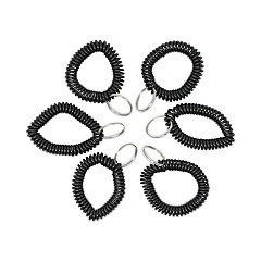 Universal Wrist Coil Plus Key Ring, Plastic, Black, 6/Pack (UNV56050)