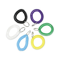 Universal Wrist Coil Plus Key Ring, Plastic, Assorted Colors, 6/Pack (UNV56051)