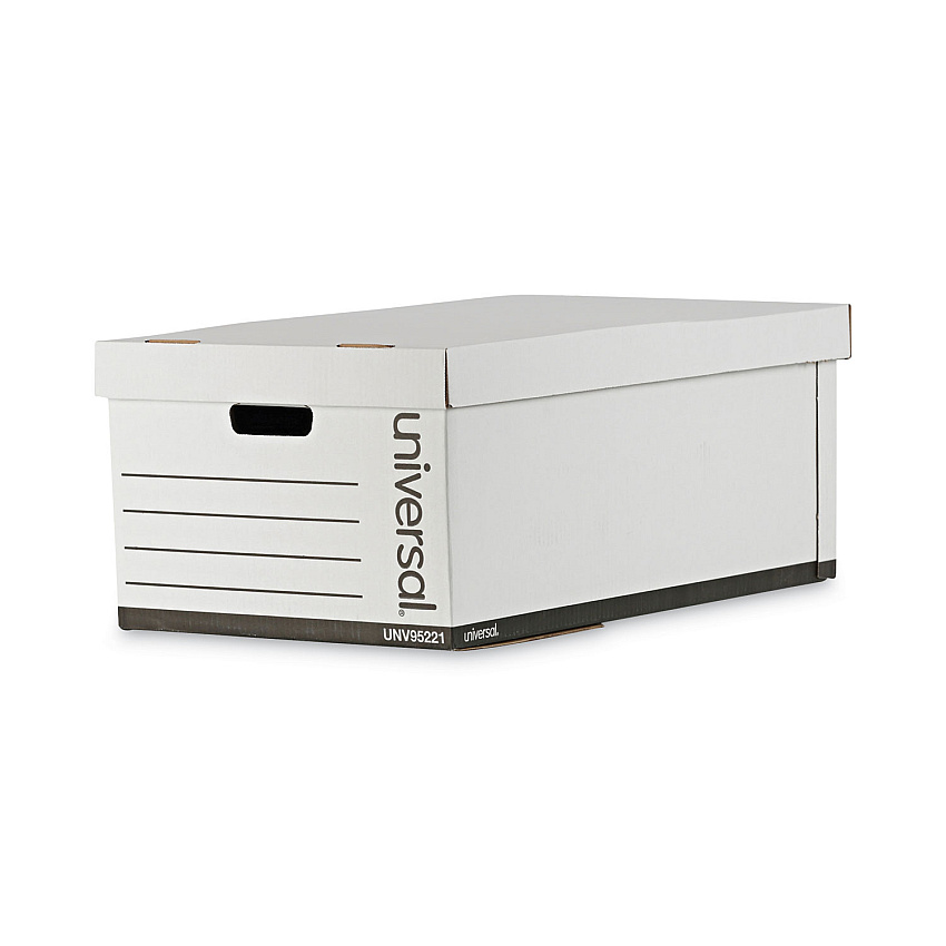 Universal Medium-Duty Easy Assembly Storage Box, Legal Files, White, 12/Carton (UNV95221)