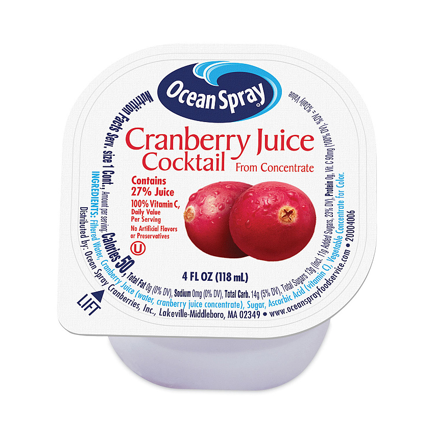 Ocean Spray Cranberry Juice Drink, Cranberry, 4 oz Cup, 48/Carton (GRR30700003)