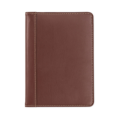 Samsill Contrast Stitch Leather Padfolio, 6.25w x 8.75h, Open Style, Brown (SAM71736)