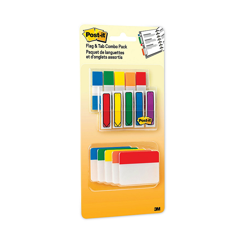 Post-it Flags and Tabs Combo Pack, Assorted Primary Colors, 230/Pack (MMM686XLP)