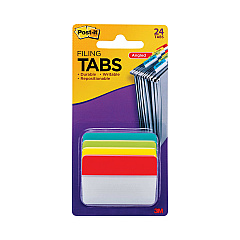 Post-it Tabs 2" Plain Solid Color Angled Tabs, 1/5-Cut, Assorted Colors, 2" Wide, 24/Pack (MMM686AALYR)
