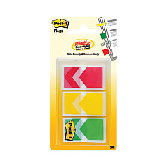 Post-it Arrow 1" Prioritization Page Flags, Red/Yellow/Green, 20 Flags/Dispenser, 3 Dispensers/Pack (MMM682ARRRYG)