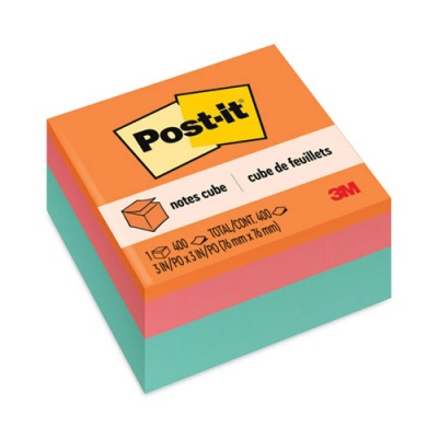Post-it Notes Original Cubes, 3" x 3", Aqua Wave Collection, 470 Sheets/Cube (2056FP)