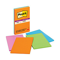 Post-it Notes Super Sticky Pads in Energy Boost Collection Colors, Note Ruled, 5" x 8", 45 Sheets/Pad, 4 Pads/Pack (MMM5845SSUC)